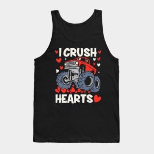 Valentines Day Monster Truck I Crush Hearts Boys Toddler I Crush Hearts Tank Top